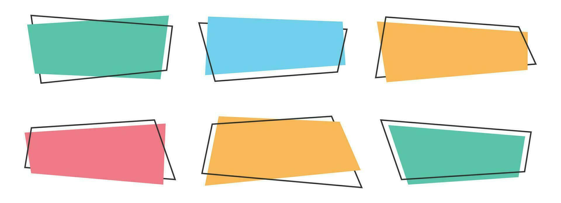 Geometric colored banners in flat style vector illustration isolated on white