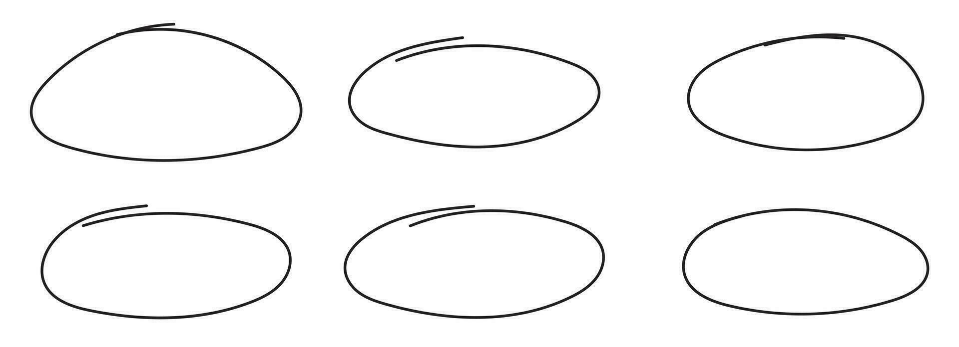mano dibujado circulo destacando vector conjunto aislado en blanco