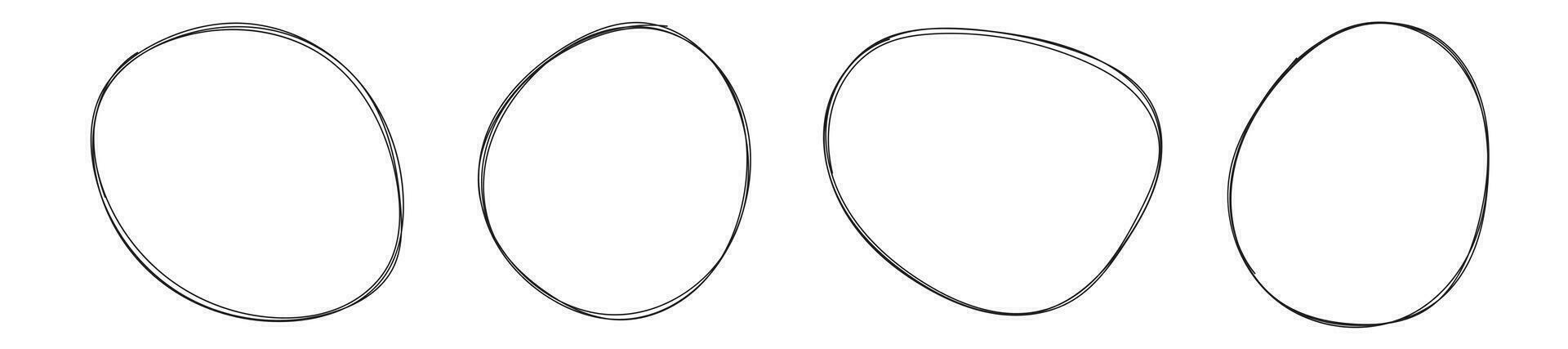 Hand drawn circle highlighting vector set isolated on white