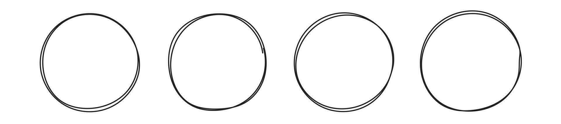 Hand drawn circle highlighting vector set isolated on white