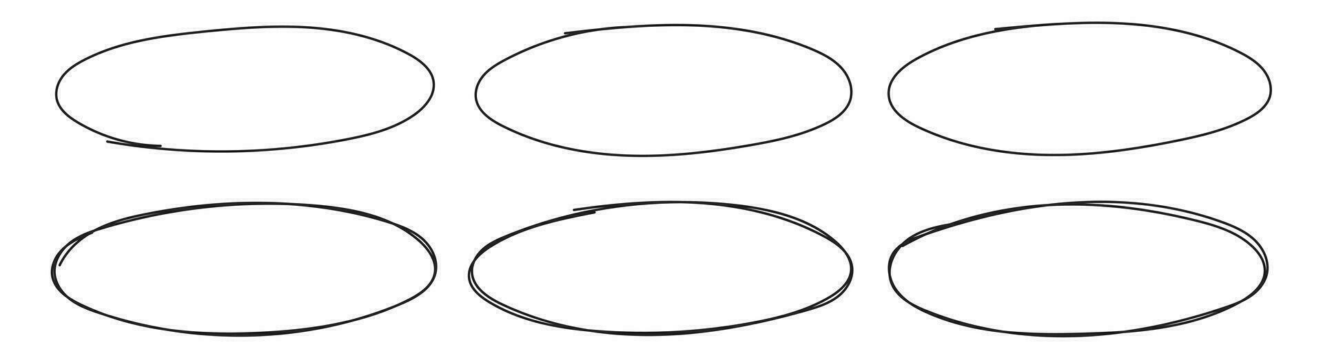 mano dibujado circulo destacando vector conjunto aislado en blanco