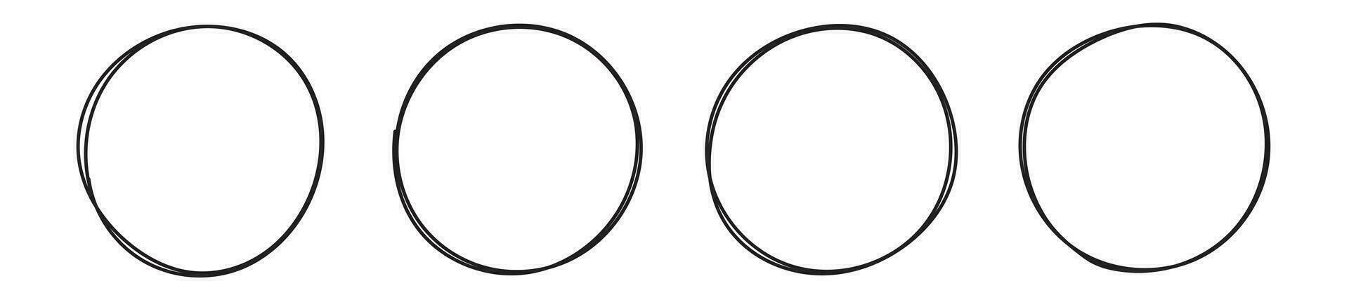 Hand drawn circle highlighting vector set isolated on white