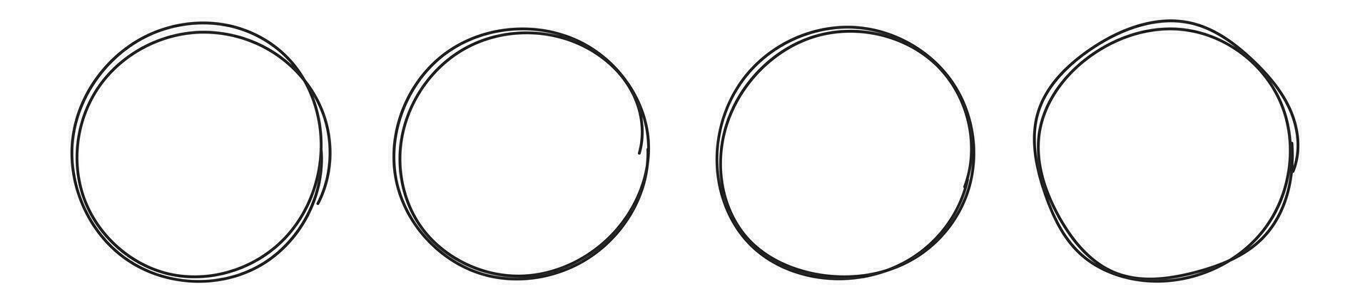 Hand drawn circle highlighting vector set isolated on white