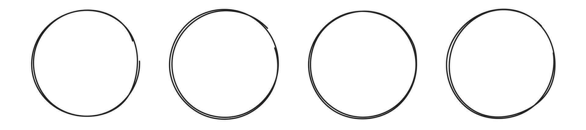 Hand drawn circle highlighting vector set isolated on white