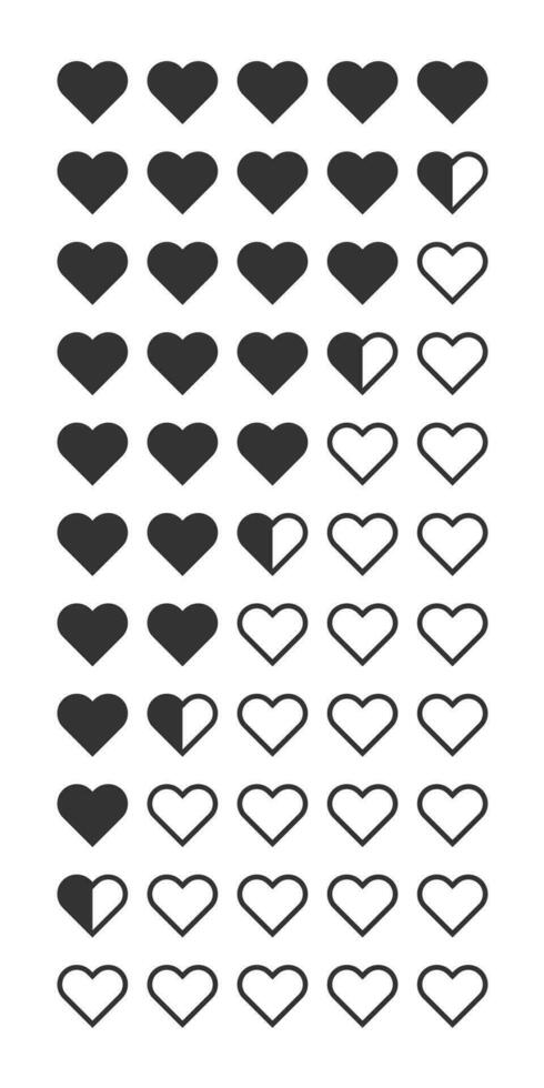 Heart rating icon set. Customer review. Vector illustration in flat style