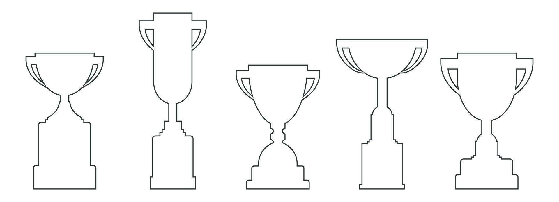 línea trofeo taza recopilación. campeonato premio elemento para juegos y aplicación vector