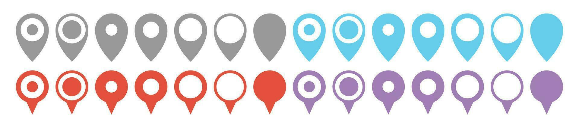 Location pointer pin icon vector set. GPS location pin