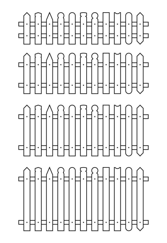 Outline fence in flat style vector illustration isolated on white