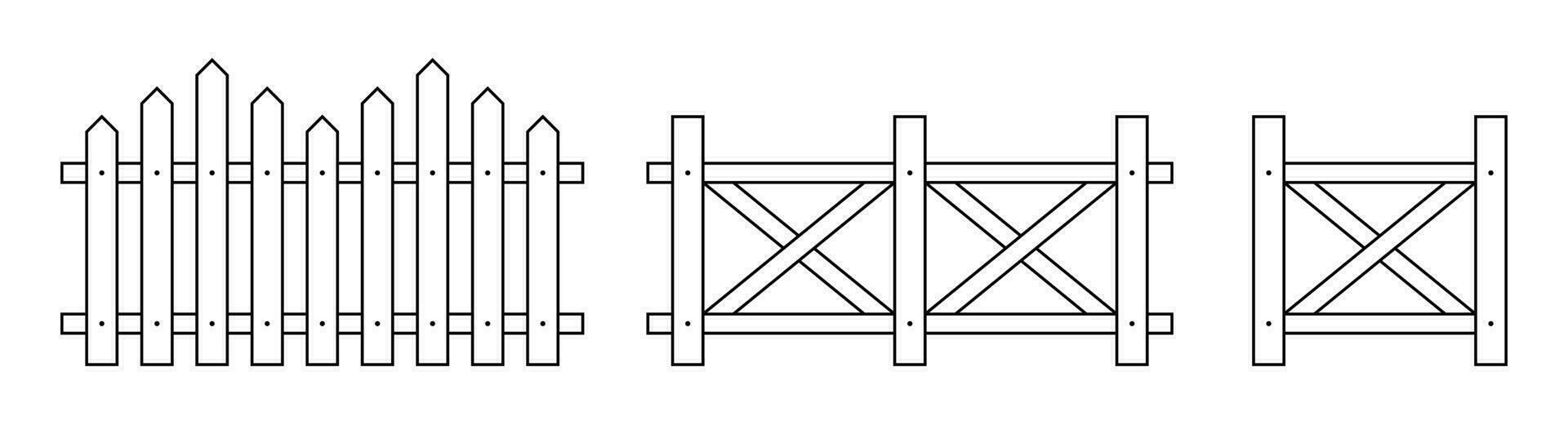 Outline fence in flat style vector illustration isolated on white