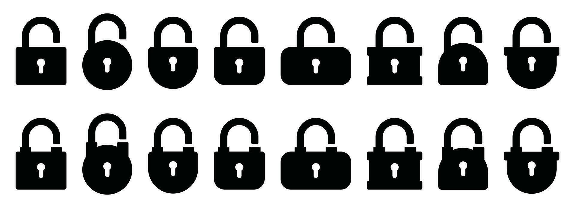 Opened and closed padlock icon in flat style. Lock vector illustration. Security check sign