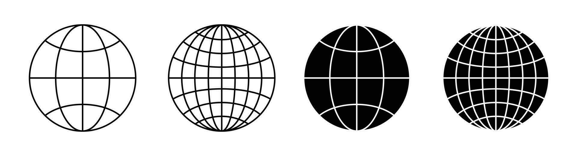 Planet earth icon set. Globe line shape vector illustration
