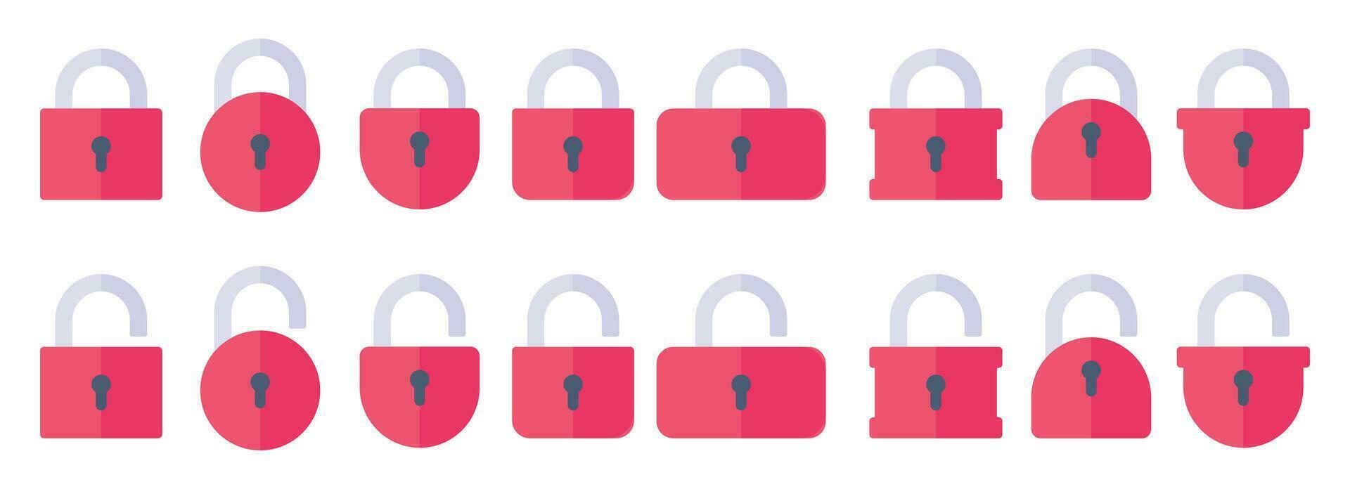 Opened and closed padlock icon in flat style. Lock vector illustration. Security check sign
