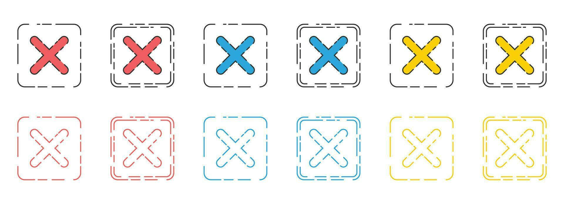 Rejected cross mark icon in flat style vector collection