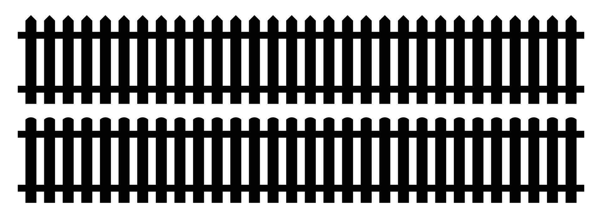 Set of fence silhouette in flat style vector illustration. Black fence isolated on white