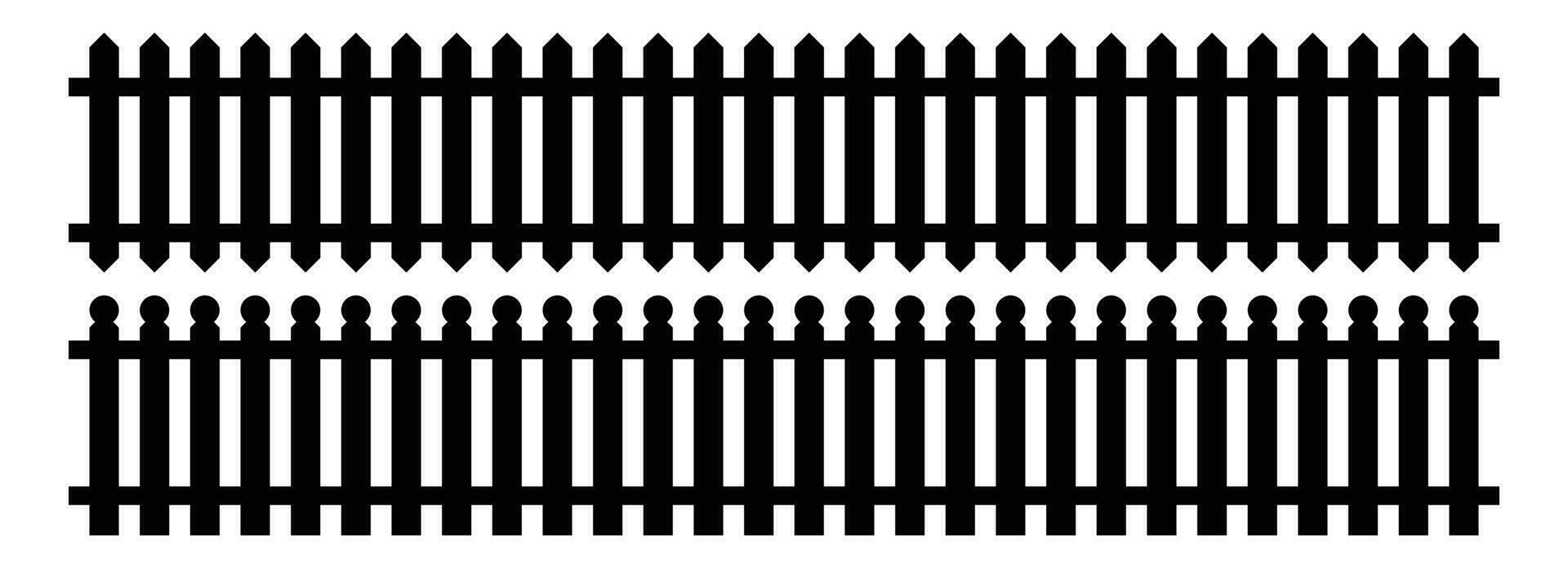 Set of fence silhouette in flat style vector illustration. Black fence isolated on white