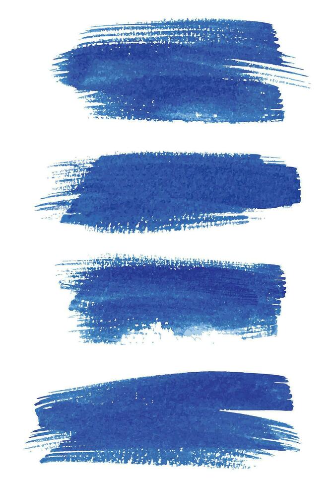 Set of blue paintbrush. Ink stroke brush. Vector illustration isolated on white