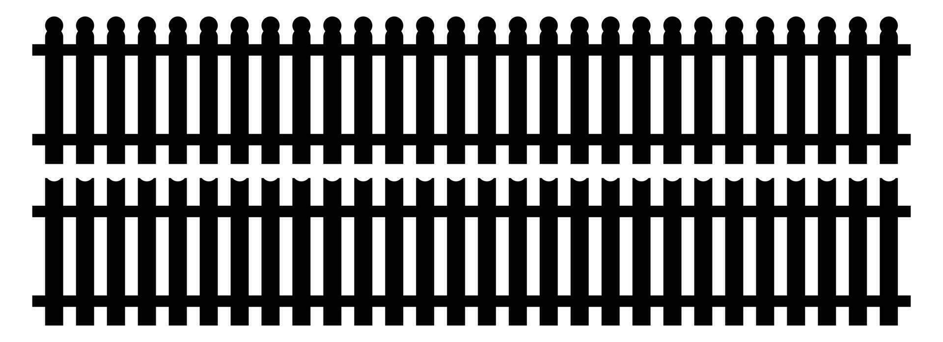 Set of fence silhouette in flat style vector illustration. Black fence isolated on white