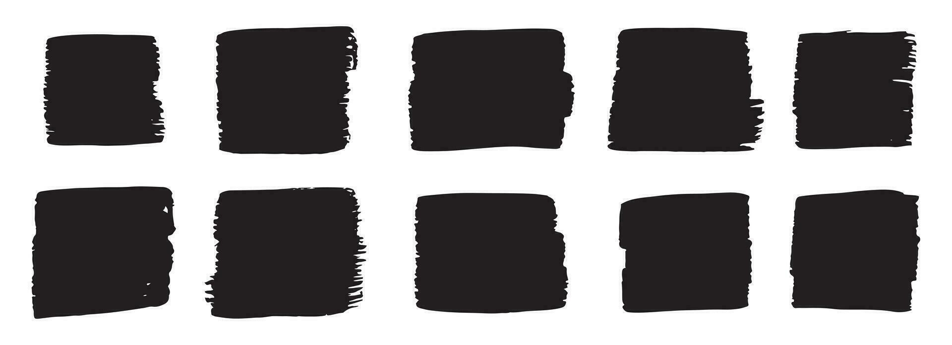 Set of grunge paintbrush. Ink stroke brush. Vector illustration