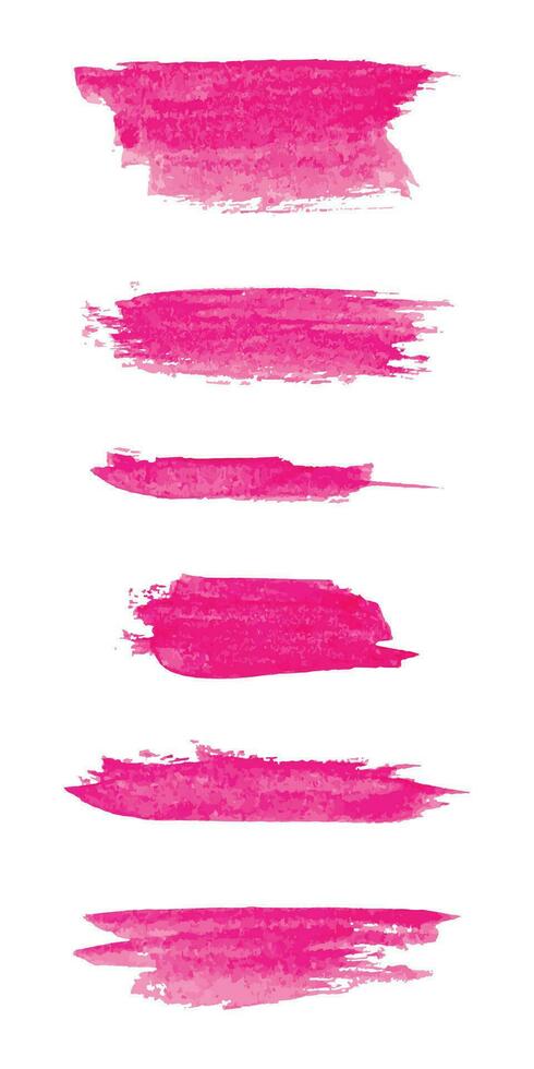 Set of pink paint brush. Ink stroke brush. Vector illustration isolated