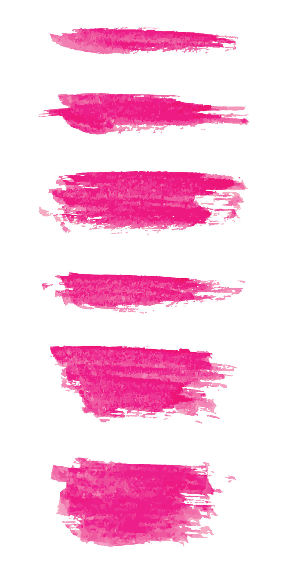 Set of pink paint brush. Ink stroke brush. Vector illustration isolated
