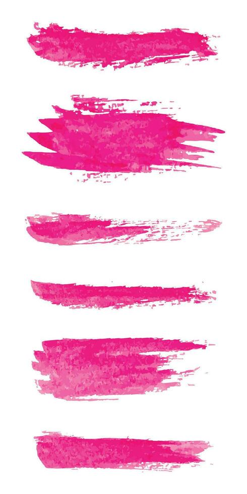 Set of pink paint brush. Ink stroke brush. Vector illustration isolated on white