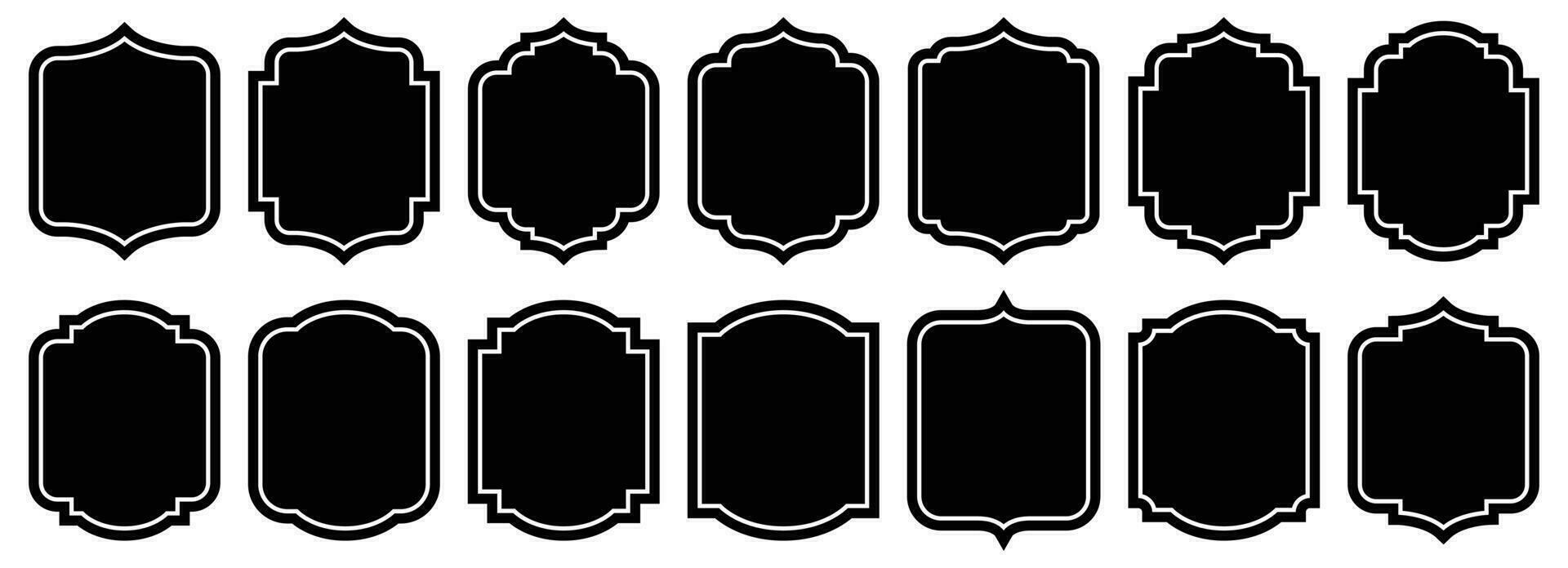 Set of vintage frames and labels vector illustration isolated on white