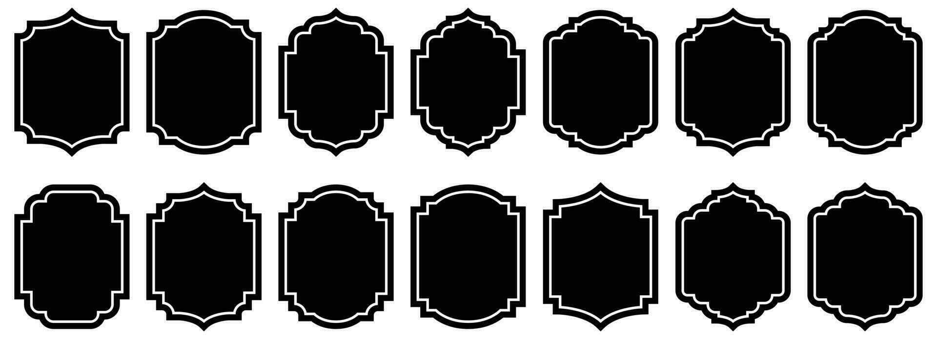 Set of vintage frames and labels vector illustration isolated on white