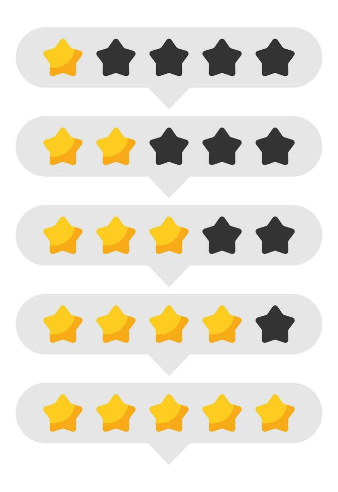 Star rating review from zero to five. Customer feedback vector