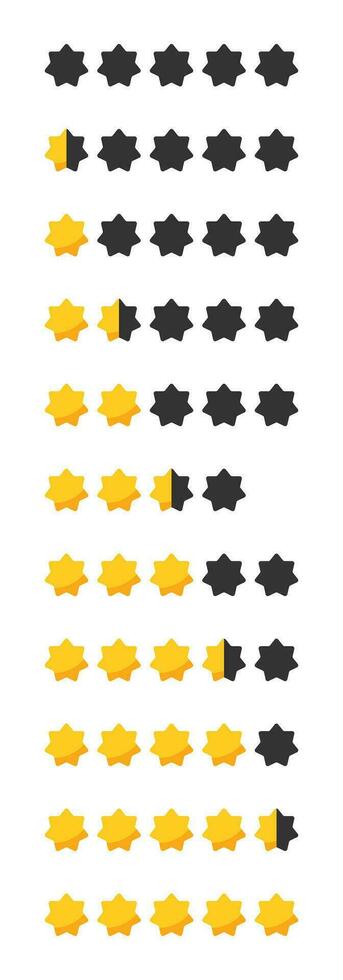 Star rating review from zero to five with gold stars. Customer review or feedback set vector illustration