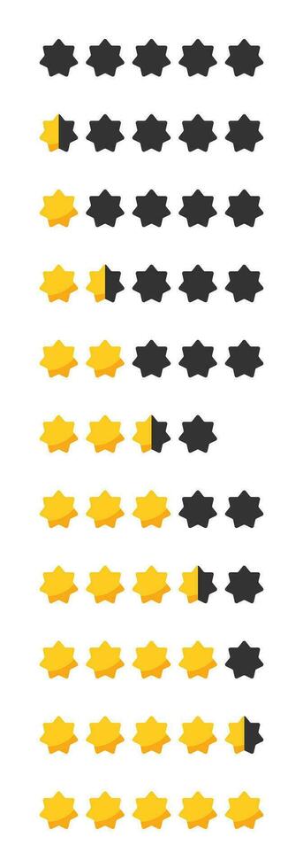 Star rating review from zero to five with gold stars. Customer review or feedback set vector illustration