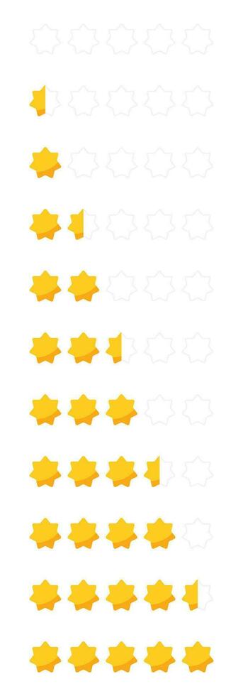 Star rating review from zero to five with gold stars. Customer review or feedback set vector illustration