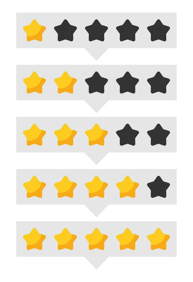 Star rating review from zero to five. Customer feedback vector