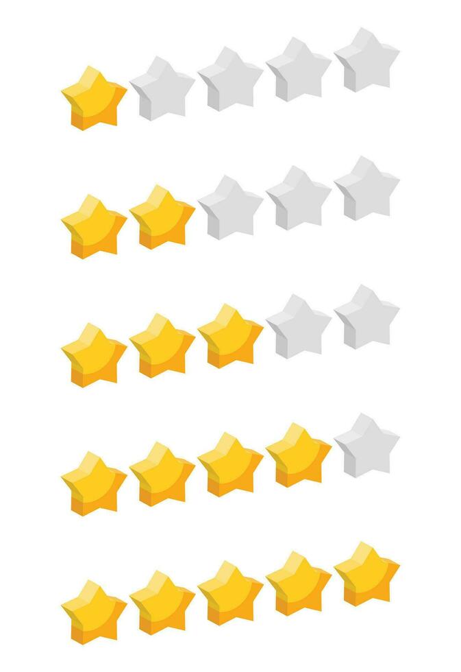 Star rating review from zero to five. Customer feedback 3D vector