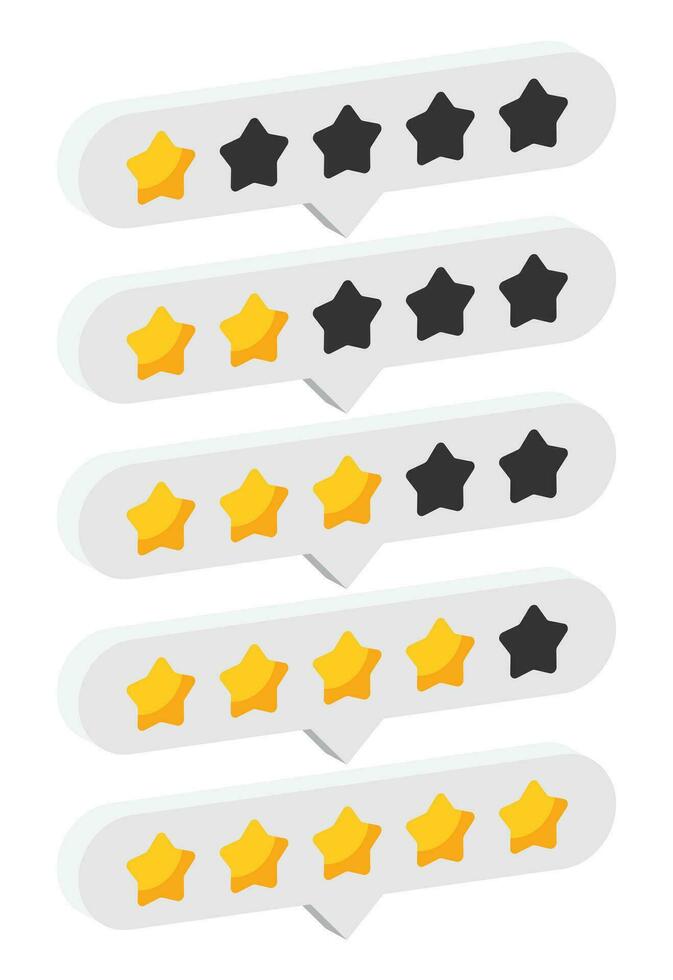 Star rating review from zero to five. Customer feedback 3D vector