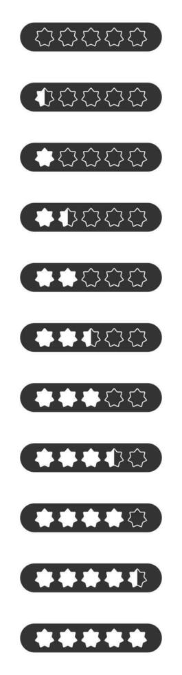Star rating review from zero to five. Customer review or feedback set vector illustration