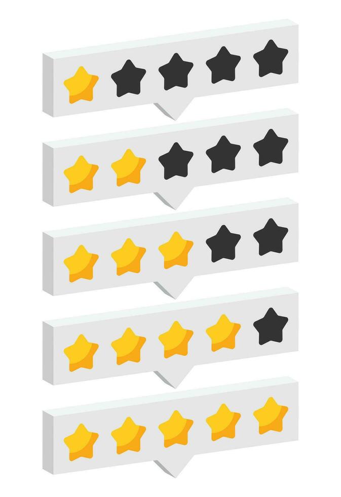 Star rating review from zero to five. Customer feedback 3D vector