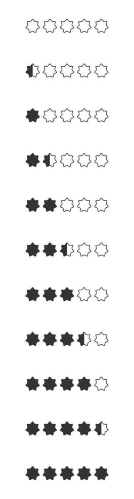 Star rating review from zero to five. Customer review or feedback set vector illustration