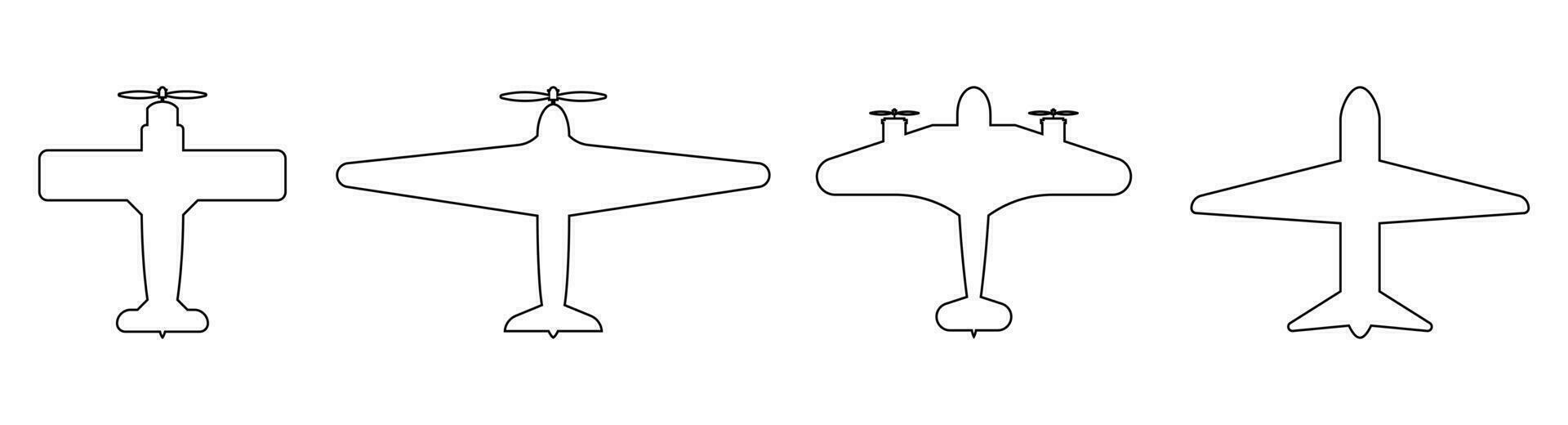 parte superior ver de línea avión icono colocar. vector ilustración aislado en blanco