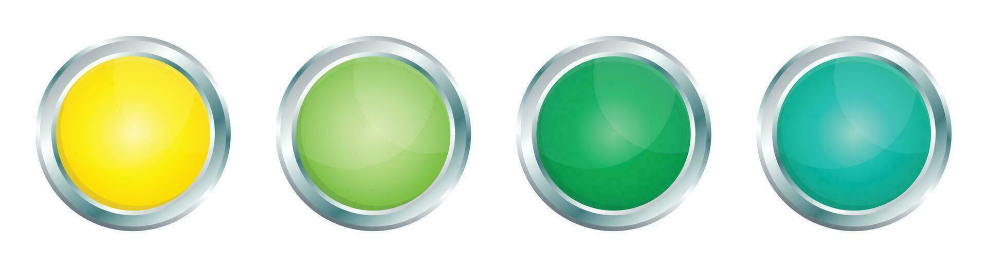 Button with metallic border in realistic style vector illustration