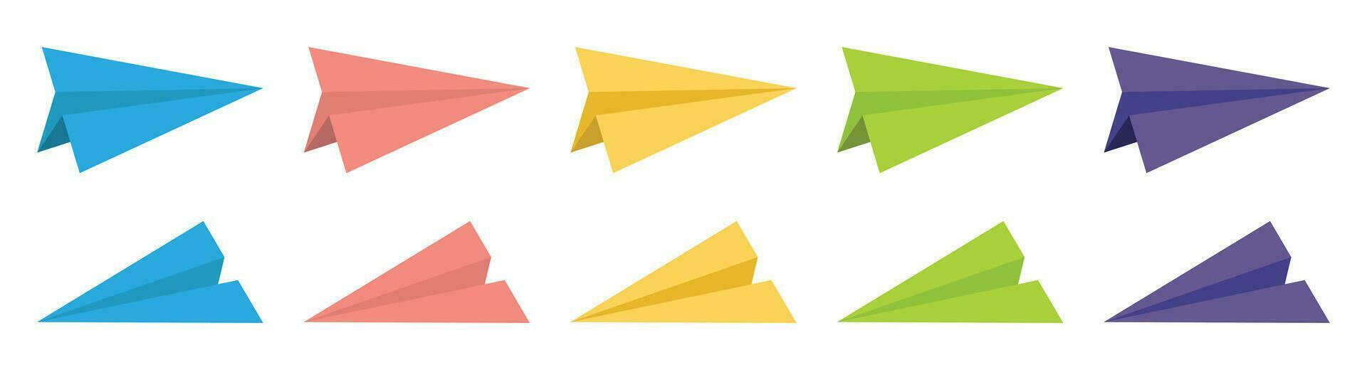 Colored paper airplane collection vector illustration