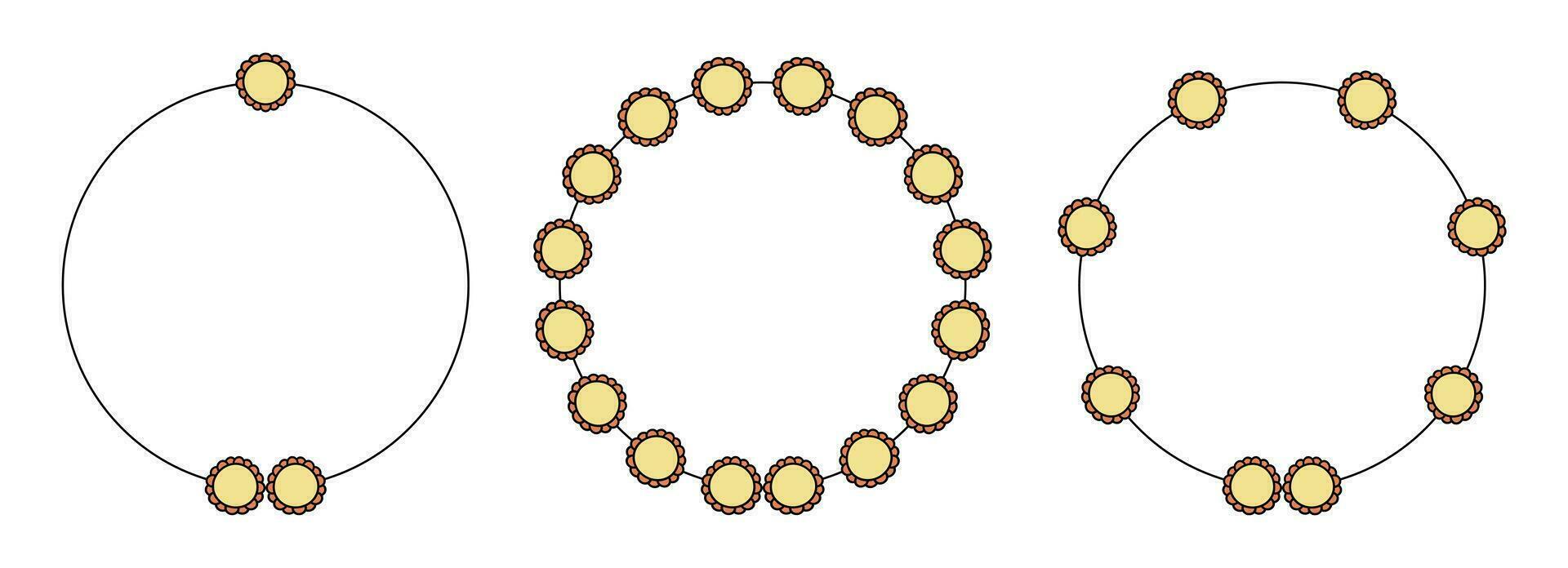circulo marco decoración elemento con flores vector conjunto