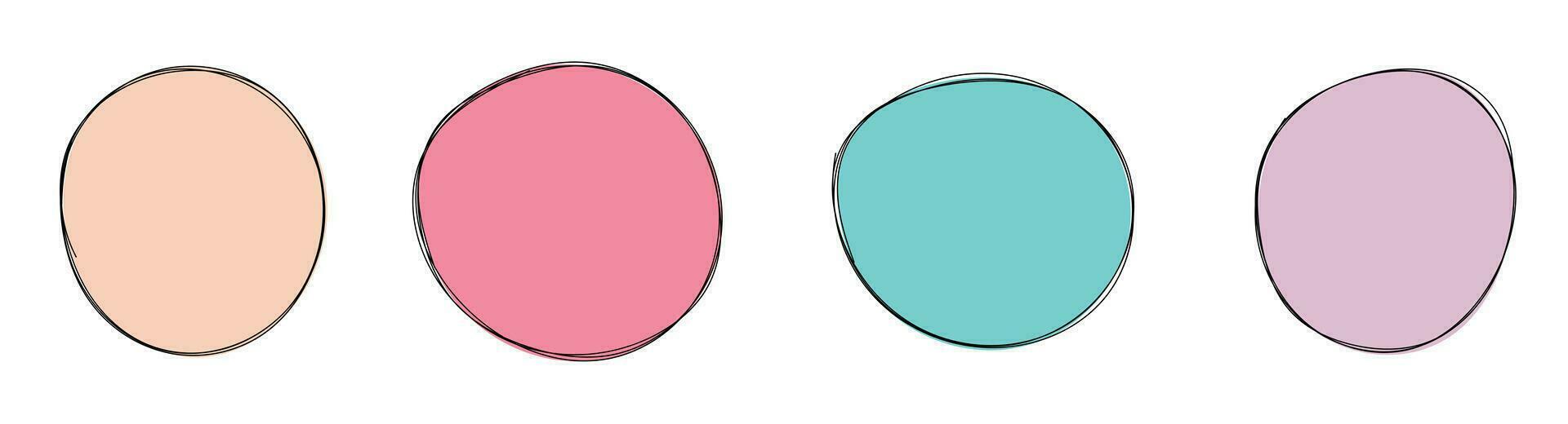 Hand drawn colored round blob vector illustration set