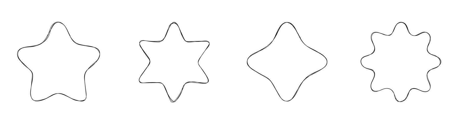 Hand drawn line star banner vector