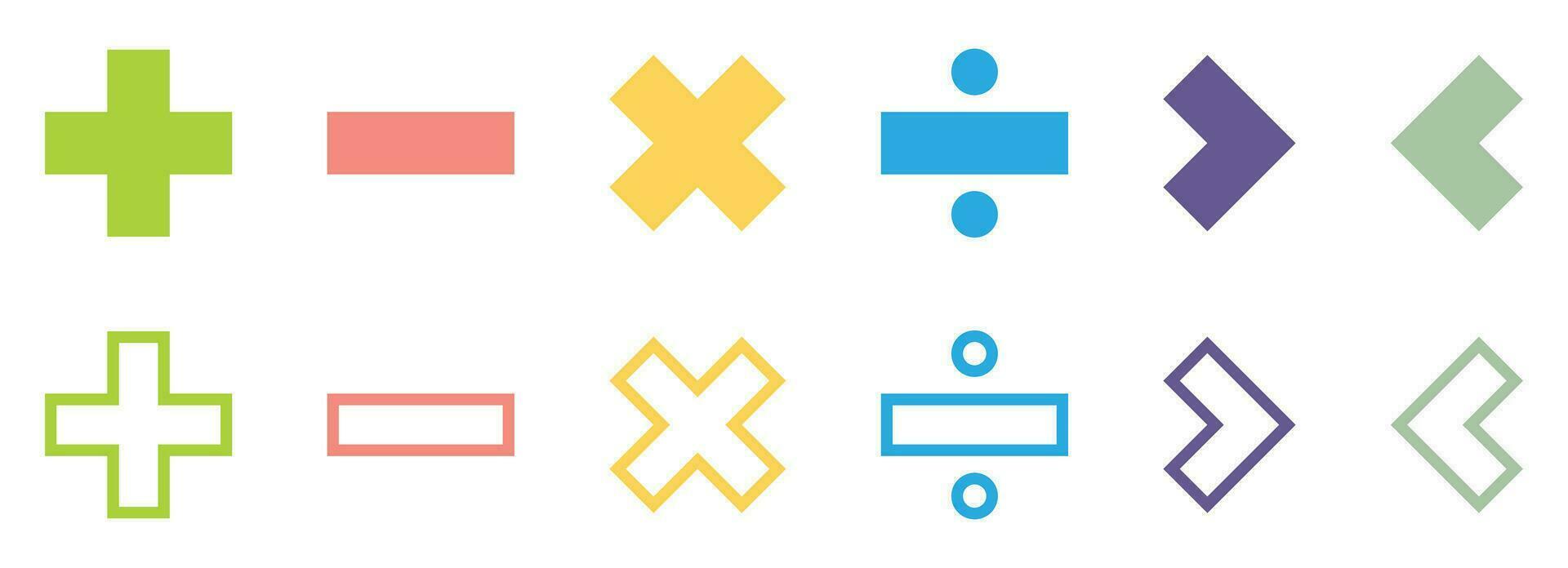 Math character icon collection vector illustration isolated on white