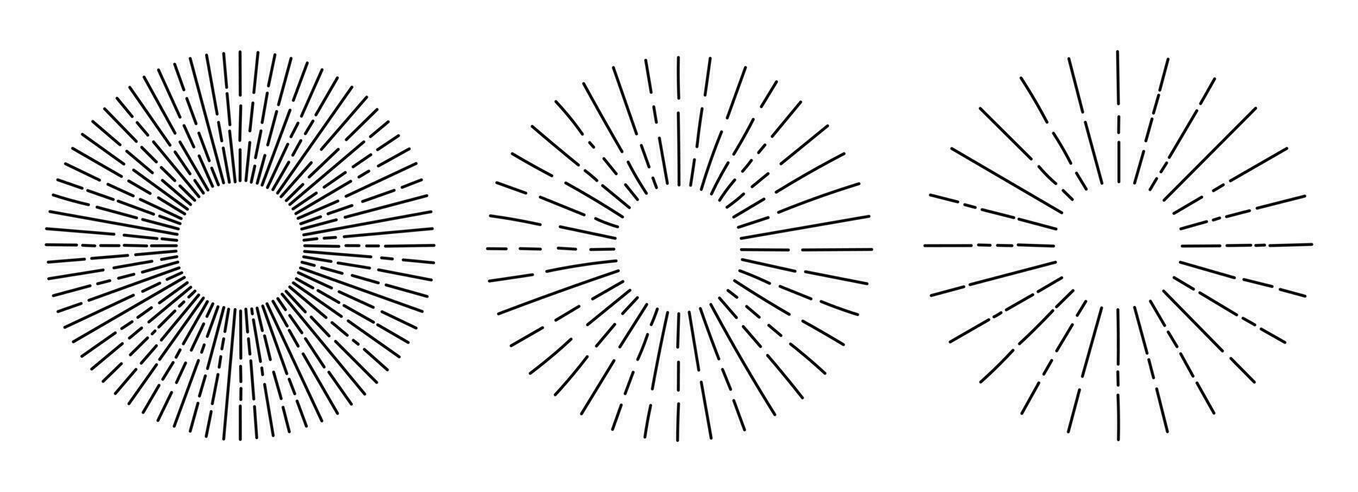 Hand drawn sun rays vector collection