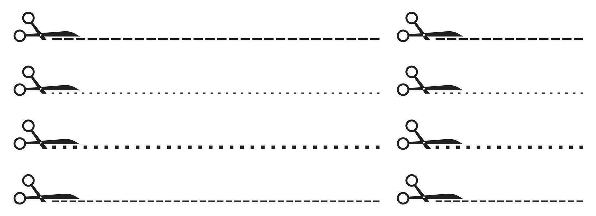tijeras con cortar punteado línea vector ilustración colección