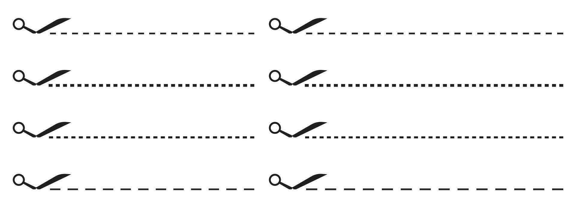 Scissors with cut dotted line vector illustration collection