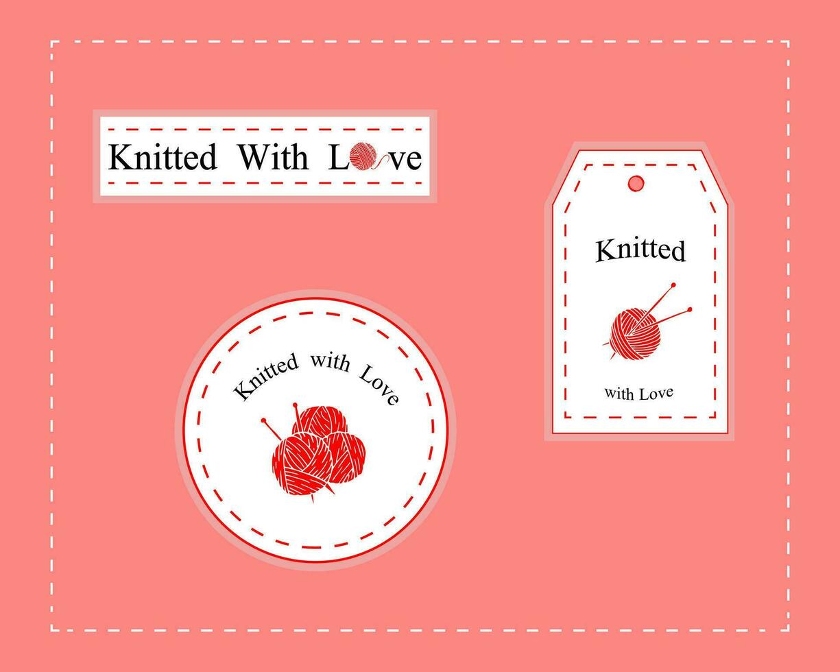 Knitting card. Knitting labels set vector