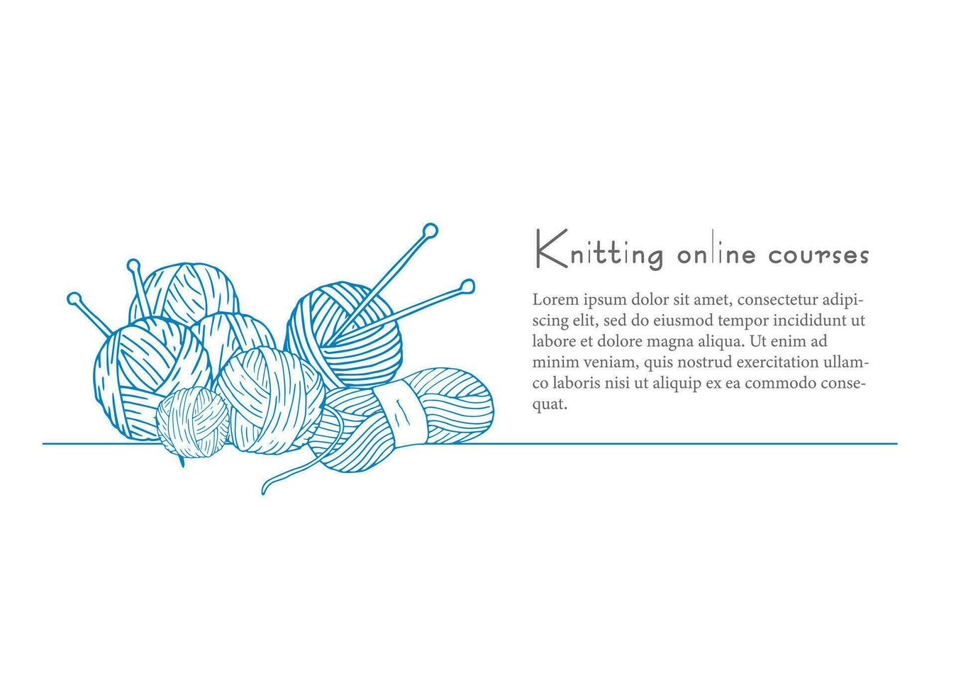 Knitting online courses banner. Hobbies Concept Banner. Knitting web banner template or landing page. vector
