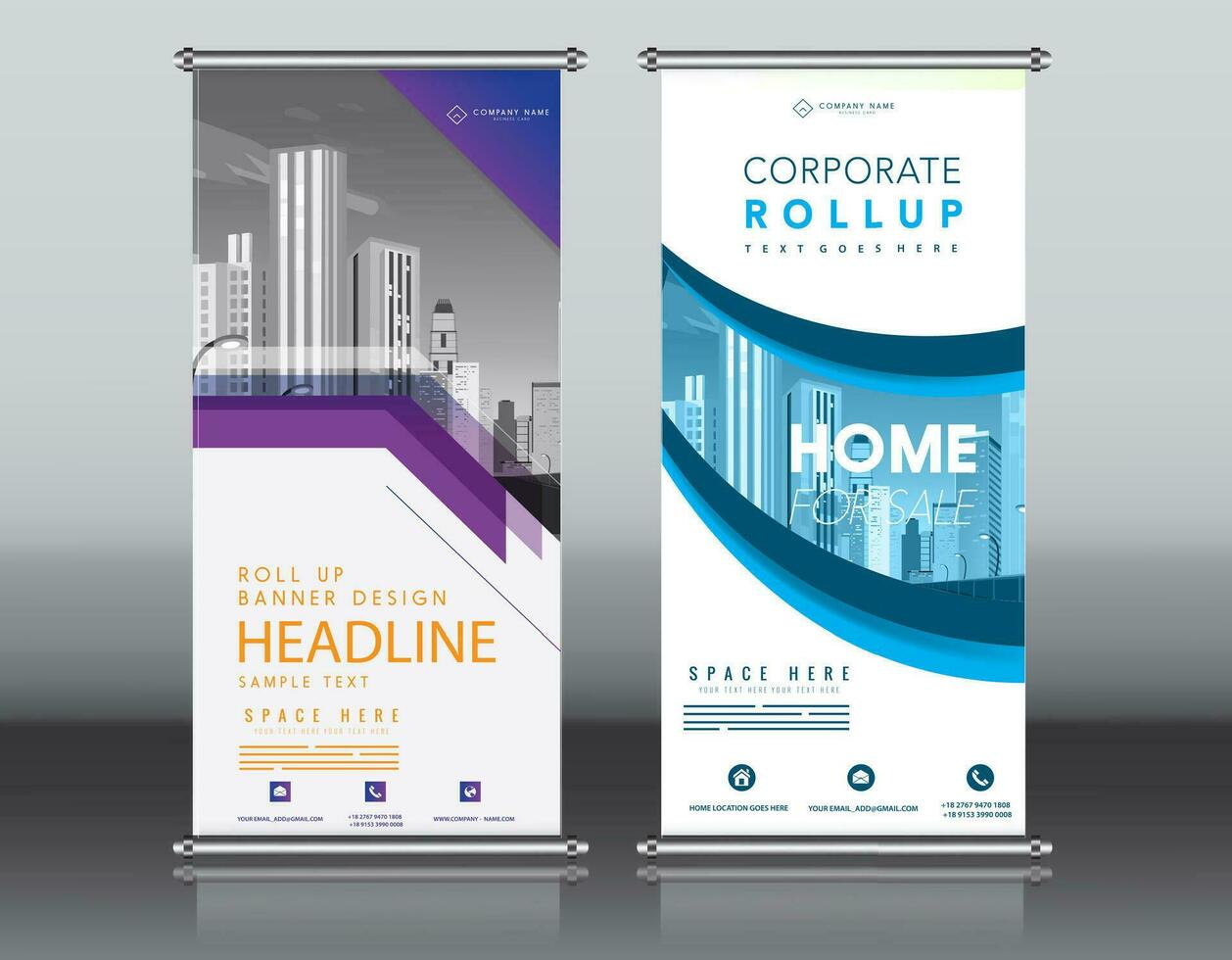 roll up business brochure flyer banner design vertical template vector, cover presentation abstract geometric background, modern publication x-banner and flag-banner, rectangle size. red , blue, green vector